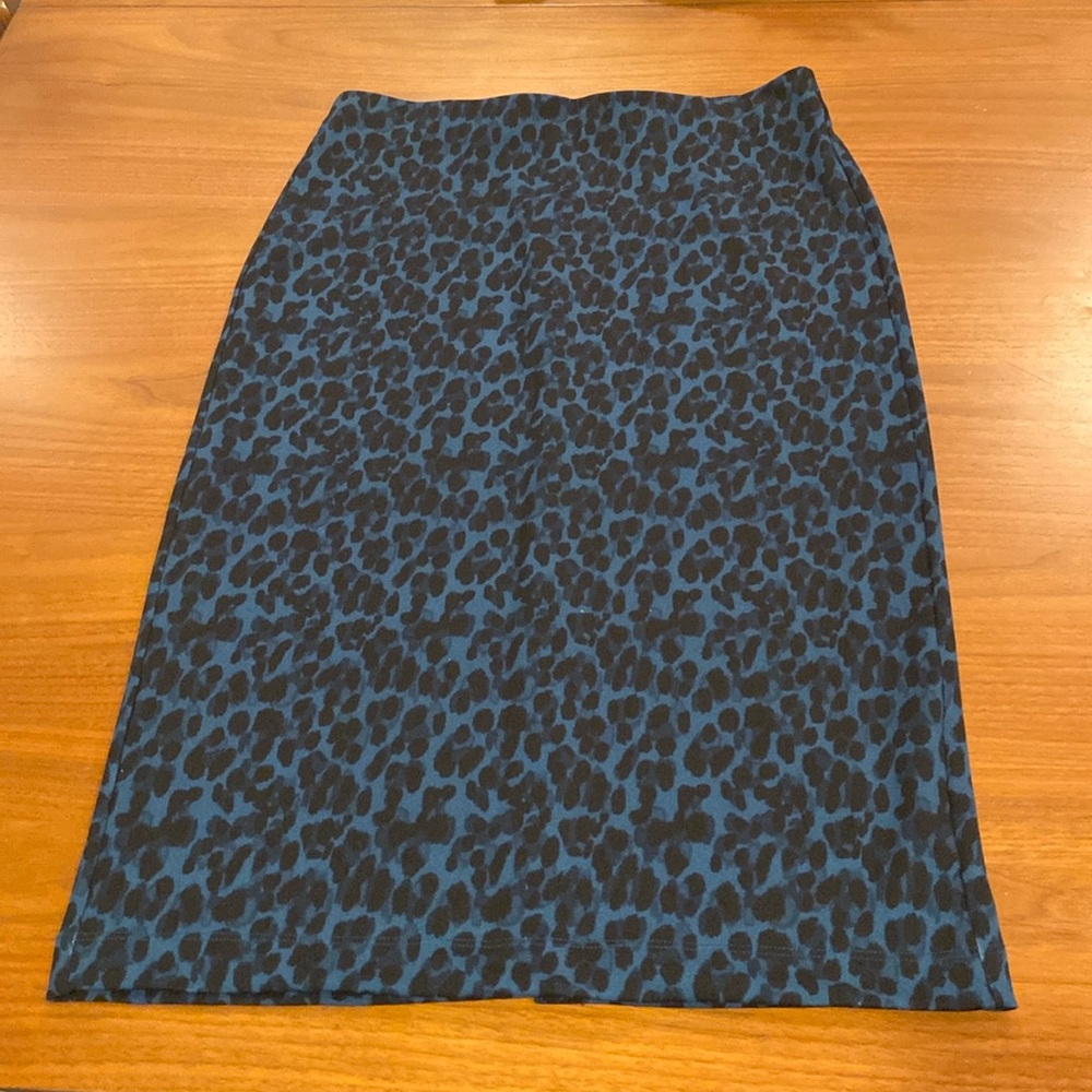 Banana Republic blue leopard pencil skirt 6
